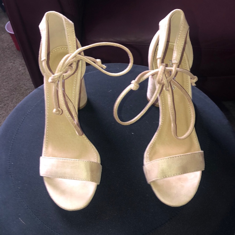 Ankle Wrap Suede Heels